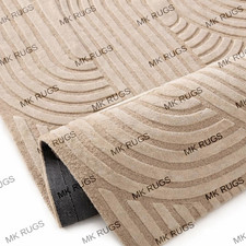 Contemporary Hand Tufted Wool Rug Beige Abstract Living Room Carpet, Custom Rug