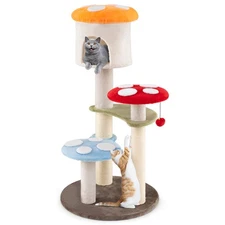 48" Tall Cat Tower Cute Mushroom Cat Tree w/ Sisal Scratching Posts Top Condo