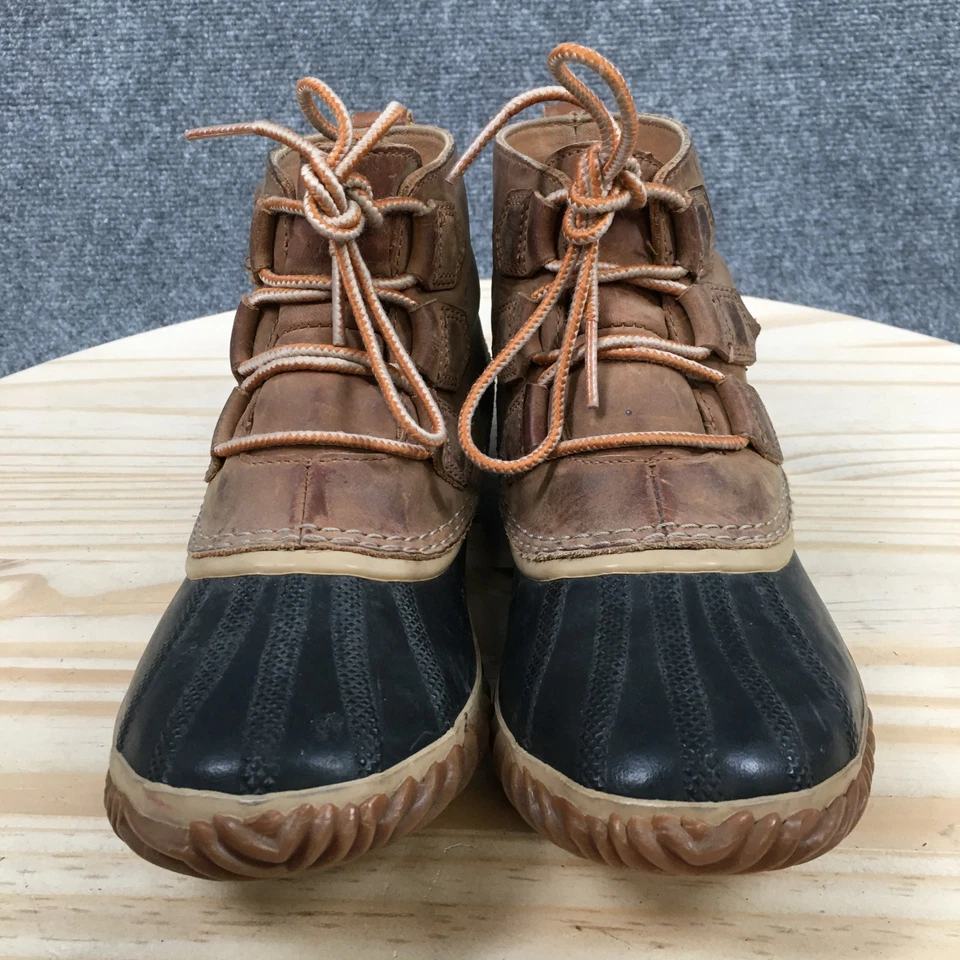 Sorel Botas Mujer 9 Out N About Impermeable Con Cordones Pato Botín Cuero Marrón Foto 4 de 4