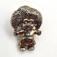 Vintage Copper Tone Troll Doll Charm Pendant Pin Brooch Good Luck Gift Jewelry
