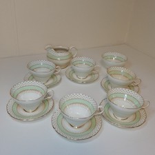 Royal Paragon Tea Set Service for H.M. The Queen, green, gold, white, vintage