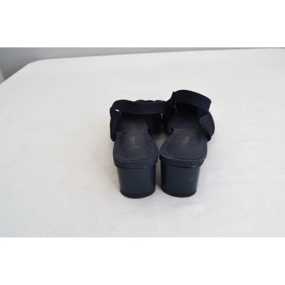 Zapatos de tacón VIVAIA Leah Point Toe Sling Back 38 azul marino tejido bloque para mujer Foto 3 de 4