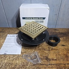 4 inch Square Shower Floor Drain with Flange Quadrato Pattern Grate Removable