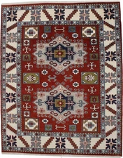 Handmade Tribal Kazak Oriental Rug Geometric Style Farmhouse Decor Carpet 5X8 ft