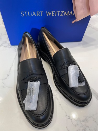 Stuart Weitzman Leather Loafer Black 6.5/36.5 $495 NEW