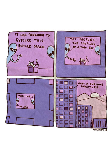 Strange Planet Tshirt Aliens Cat Kitty Comic Nathan Pyle Medium/Large
