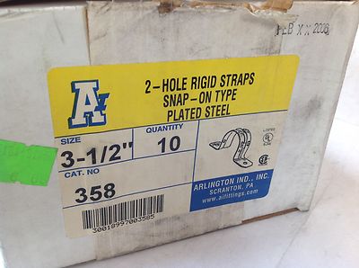 Arlington Ind 358, 3 1/2'' 2-Hole Rigid Straps, Box of 10 NEW (Qty)