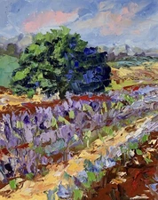 Summer in Tuscany. Lavender field. Italy Landscape. ORIGINAL OIL PAINTING.