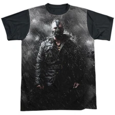 Dark Knight Rises Bane In Rain Adult Costume T Shirt (Black Back), S-3XL