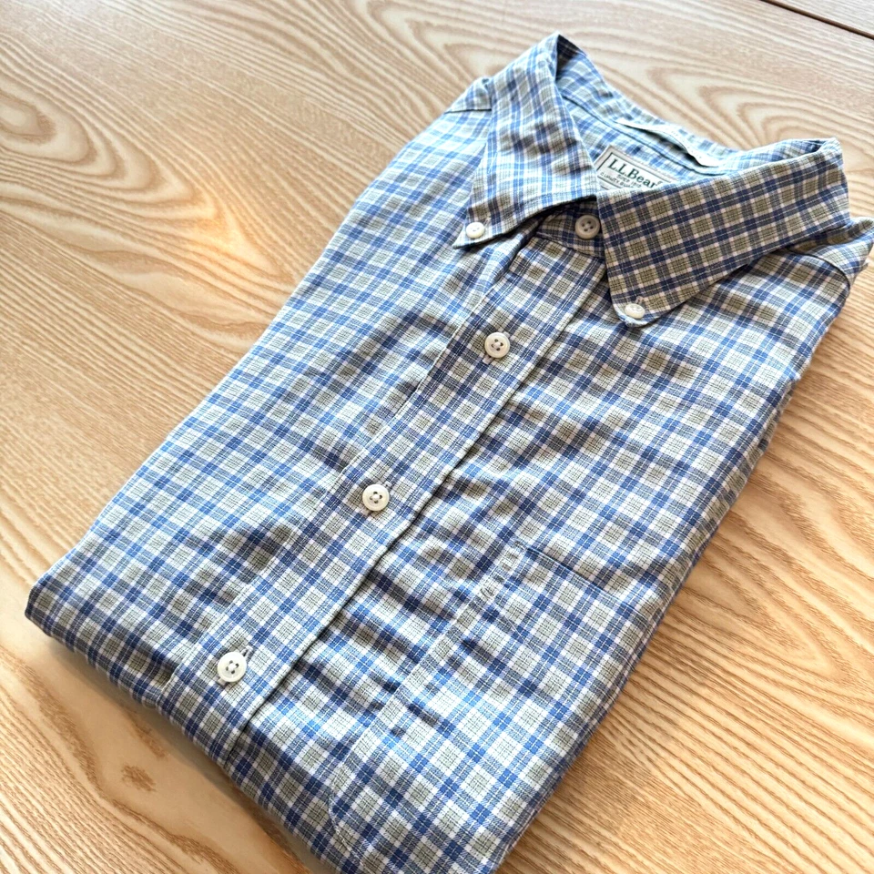 L.L.Bean XL Tall Shirt Mens Blue Green White 28" Pit-to-Pit Designer Fashion Men - Image 2 of 4