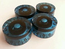 4 Guitar speed volume / tone knobs. Black / Blue flake.. JAT CUSTOM GUITAR PARTS