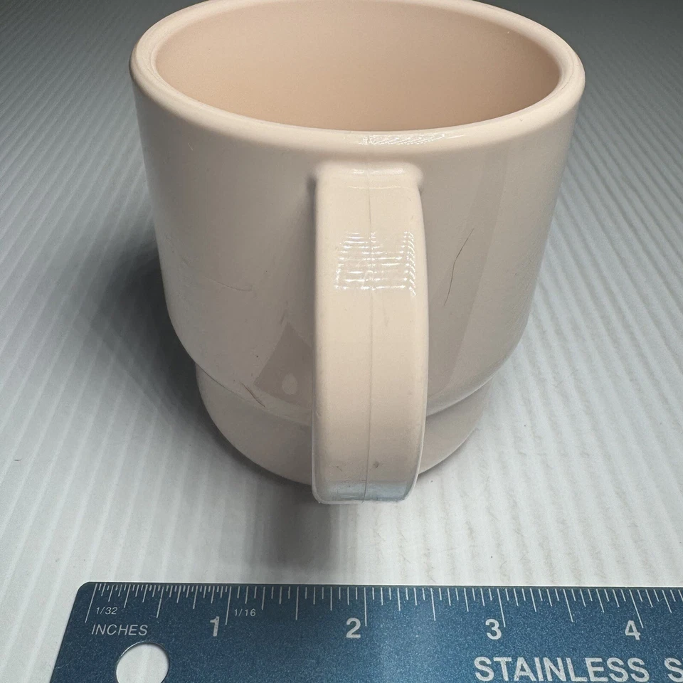 Taza/taza de café vintage Tupperware rosa pálido de plástico apilable Foto 4 de 4
