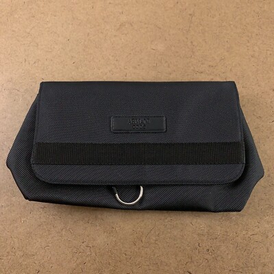Men's Armani Code Black Fold Over Zip Closure Hangable Travel Bag New