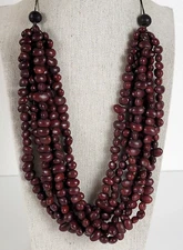 Vintage Artisan Chunky Beans Beaded Layered Necklace 27" Sizable Toggle Clasp