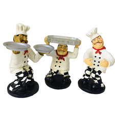 Set Of 3 Vintage Kitchen Restaurant Chefs Resin Figurine 10", 12" E1-165