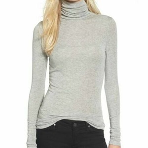 Chelsea28 Lightweight Layering Long Sleeve Turtleneck Top Gray Women's L NEW $49 | eBay