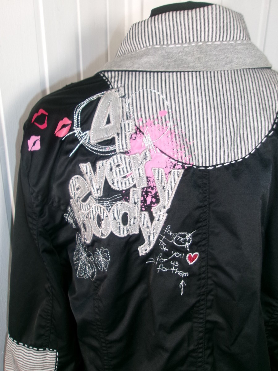 Veste Blazer Desigual Bleu Marine Brodée Taille XL - Occasion Très Bon État