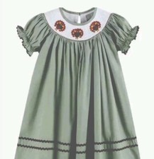 Lil Cactus Sage Green  Smocked Bishop Dress Size 18-24 Months