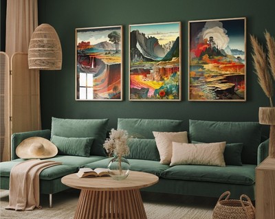Topographical Explosion Set of Three Art Prints - Set of 3 Geological Posters -