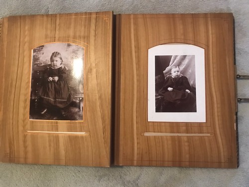 Antico album fotografico in pelle pieno fiore chiusura ottone scheda armadio - Foto 14 di 21