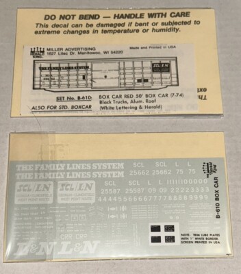 HERALD KING HO DECAL-FAMILY LINES/L&N/SCL/CRR 50  BOX -RED w/WHT LETT - #B-610