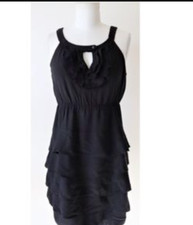 Anthropologie Maeve Terasina Black Dress With Tiered Ruffles Womens SOFT SZ 2