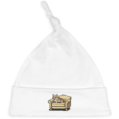 'Corgi Resting On A Sofa Pixel Art' Baby Beanie Hat (BH00026852)