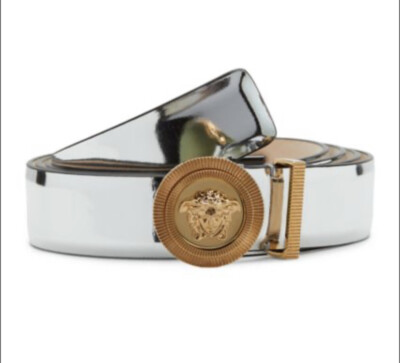 Versace Medusa Buckle Mirror Leather Belt Sz 46'
