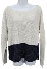 Madewell Womens Sweater Cotton Pullover Colorblock Cream Navy Coastal Size M