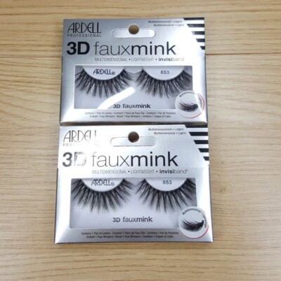 Ardell Professional 3D Faux Mink Fake Lashes 853 Lightweight Invisiband 2-Pack