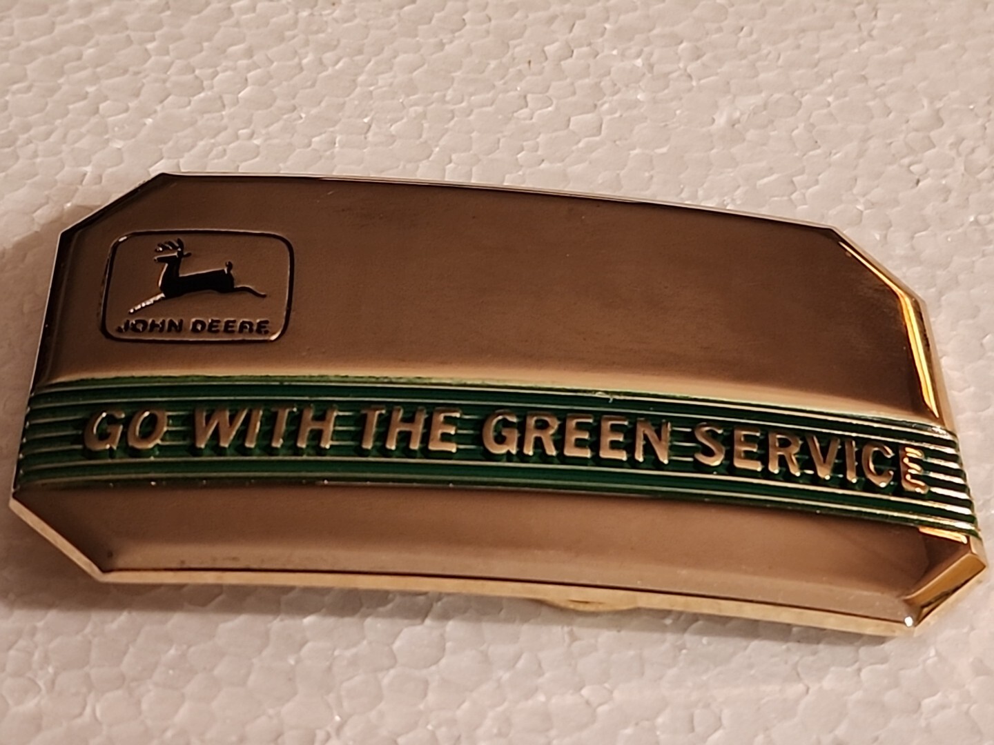 VTG John Deere Green Service Belt Buckle Tractor Farm Agriculture Collectible  