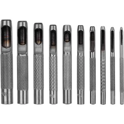 HARDYS 10pcs Hollow Punch Set Cutting Hole Tool Maker Leather Belt Canvas 1mm - 10mm