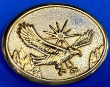 Patriotic Usa American Eagle Flying Wings Wide With Starburst Belt Buckle