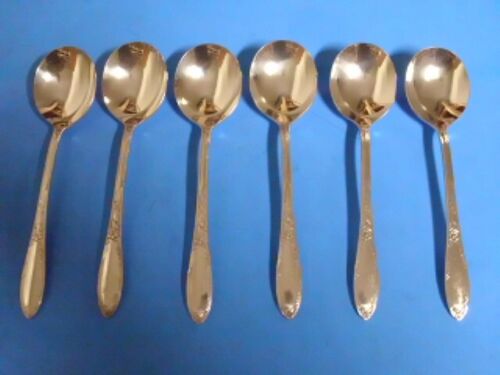6 SILVERPLATE ROUND SOUP SPOONS 7 INCHES CHATEAU 1934 WM. A. ROGERS - Picture 1 of 2