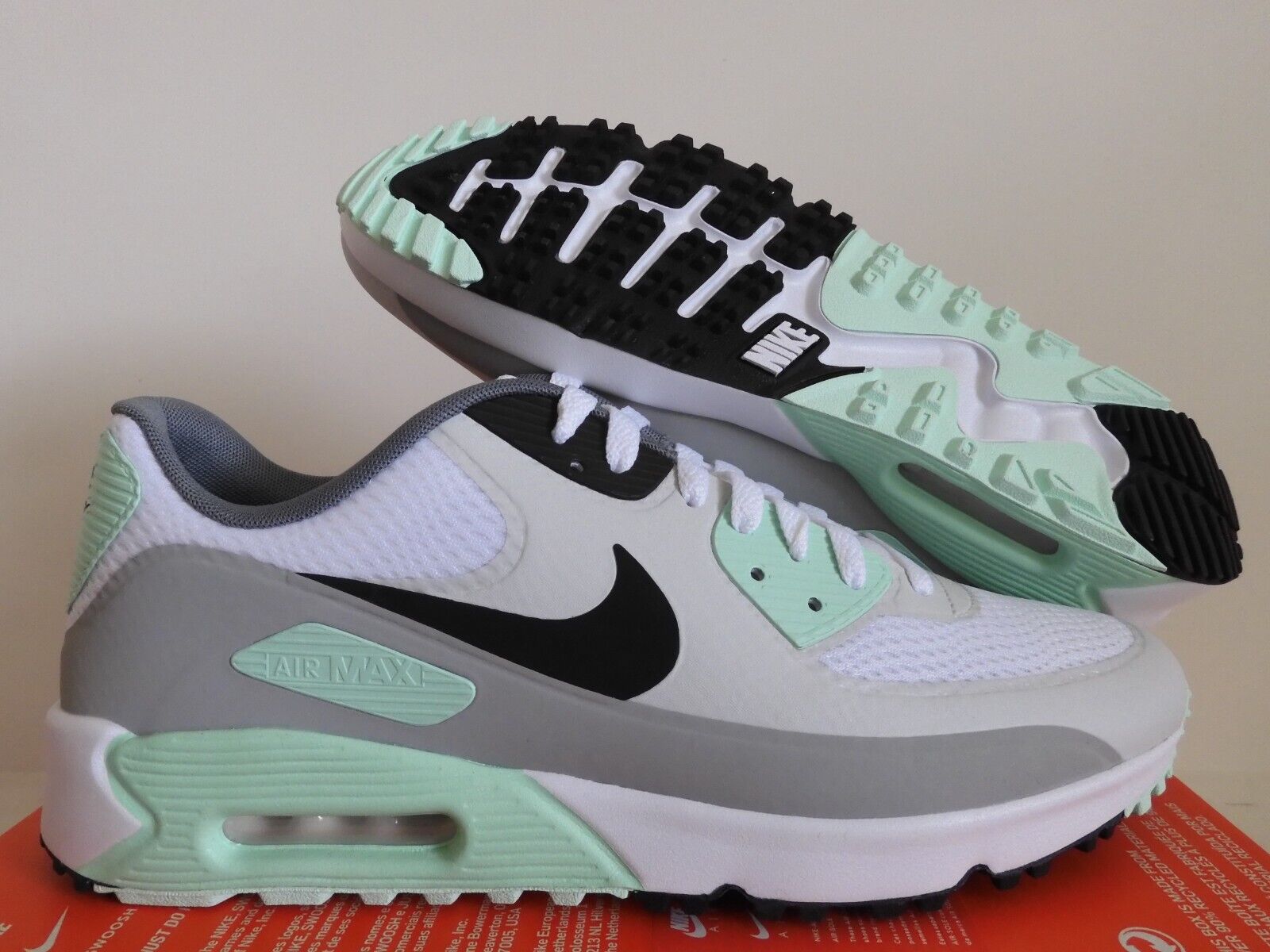 kalmeren hack Shetland NIKE AIR MAX 90 G WHITE-BLACK-LT SMOKE GREY &#034;GOLF CLEATS&#034; SZ 11.5  [CU9978-107] | eBay