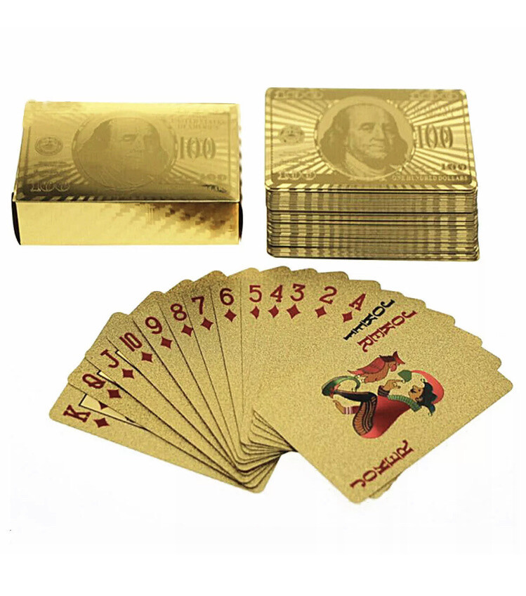 Playing Cards 99.9% 24K Gold Foil Full Poker Deck Real 24 K