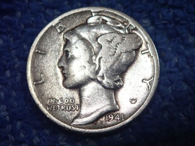 SILVER MERCURY DIME: SCARCE 1941-P IN EXTREMELY FINE CONDITION