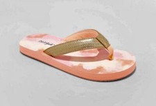 Girls' Aubrey Tie-Dye Flip Flop Sandals Coral - Cat Jack - SIZE XL 6
