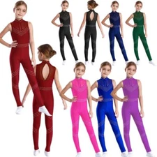 Kids Girls Jumpsuit Yoga Rompers Training Leotard One Piece Unitard Bodysuit