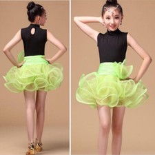 Ragazze Latino Danza Abito senza Maniche Vestito Volant one piece Pratica per la