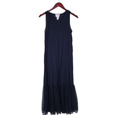 Vtg April Cornell Black Fairy Ballet Gothic Whimsigoth Mesh Trim Maxi Dress XS