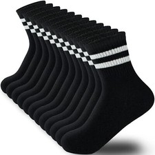 Cotton Stripe Socks Women  Men Black White S 6 Pairs