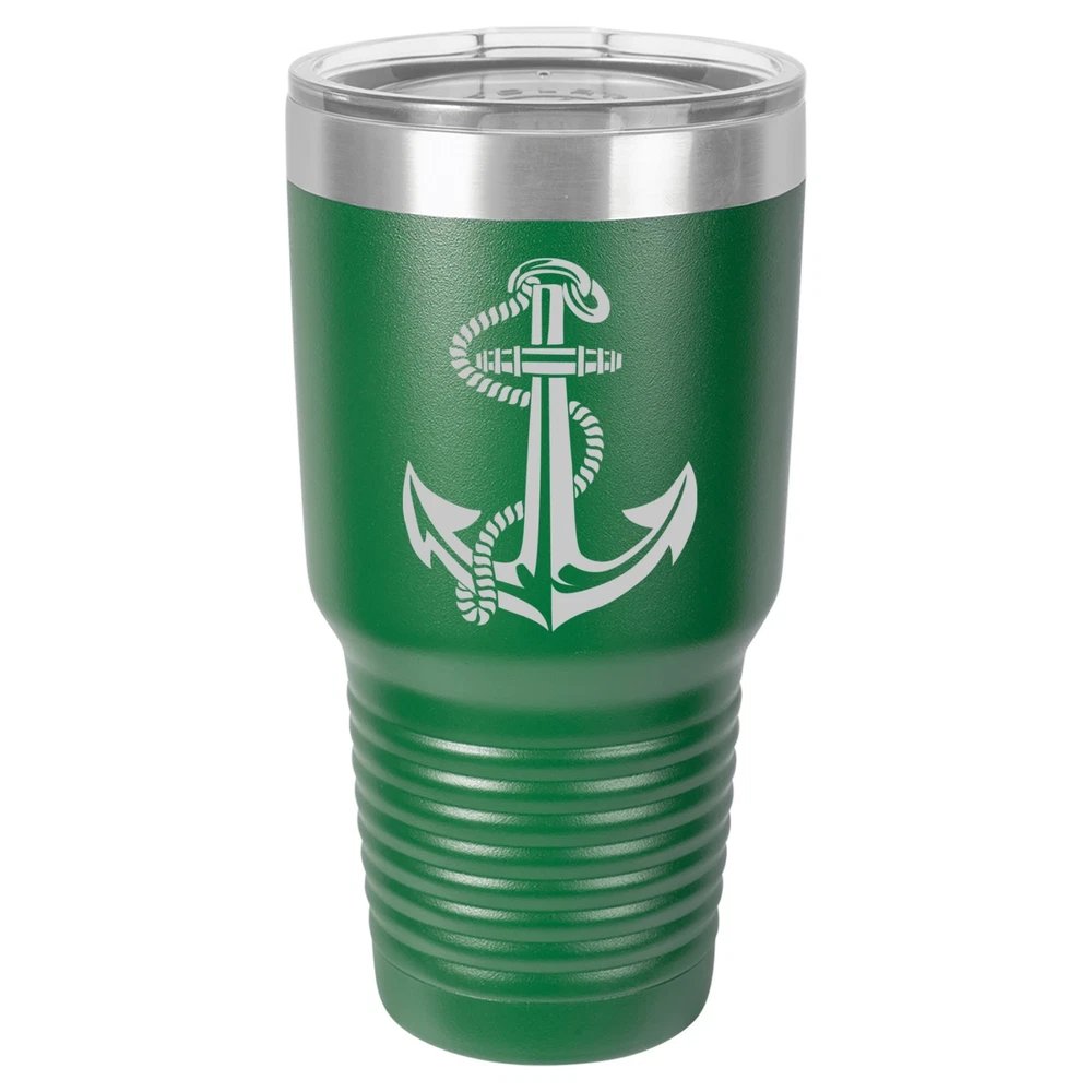 Tumbler 20oz 30oz Travel Mug Cup Vacuum Insulated Stainless Steel Anchor w/ Rope