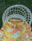 ANTIQUE WICKER ROCKING DOLL CRADLE + PILLOW & COVERLET - FREE LOCAL PICKUP — photo 2