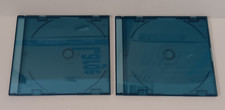 Gently Used Lot of 2 Blue One-Sided 6-Tooth Hub CD DVD Jewel Cases