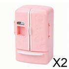 2xMiniature Double Door Refrigerator Compact Dollhouse Refrigerator with Drawer