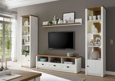 Wohnwand Mediawand Anbauwand Landhaus 260cm pinie weiß eichefarben hell 67709333
