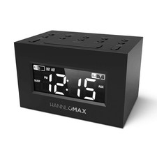 HANNLOMAX HX-111CR Alarm Clock Radio, AM/FM, Auto DST, Aux-in (Black)
