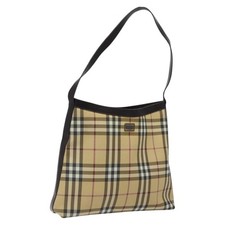 BURBERRY Nova Check Shoulder Bag PVC Beige Auth 116514