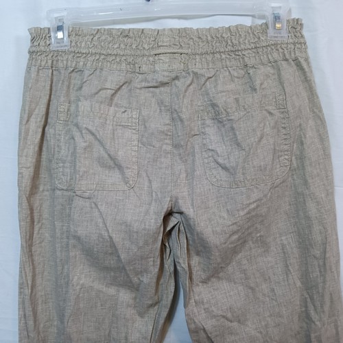 Freestyle Revolution Womens XL Beige Tan Linen Blend Flare Pants Elastic Waist - Picture 6 of 9